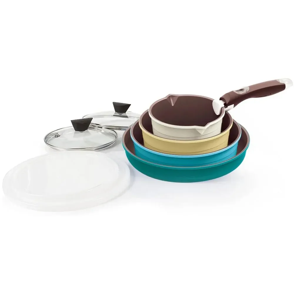Midas Multi Color 9pc Set, Detachable Handle(Misty Forest) NWT